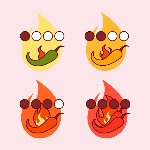 Free vector hand drawn spice level label collection