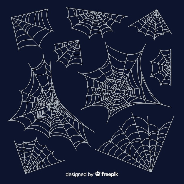 Hand drawn spider cobweb collection