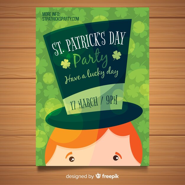 Hand drawn spirit hat st patrick day party poster