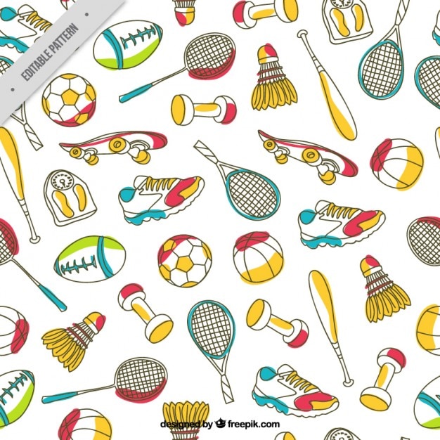 Free vector hand drawn sport elements pattern