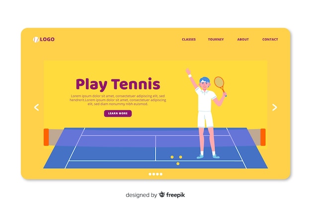 Hand drawn sport landing page template