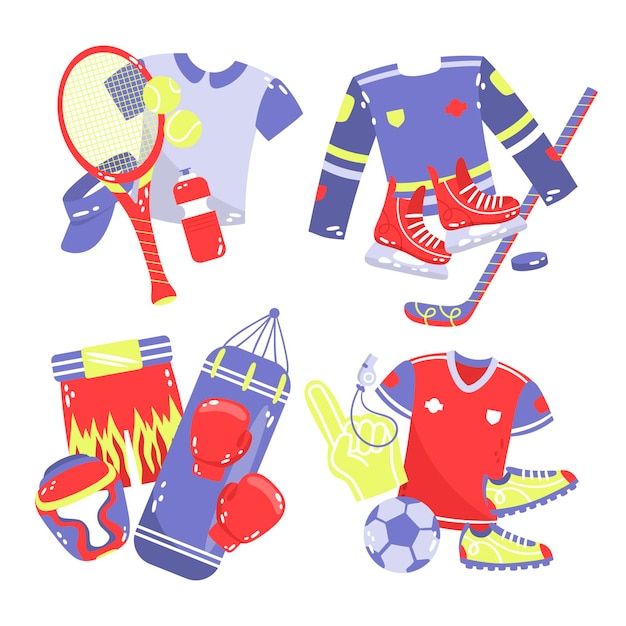 Free vector hand drawn sport sticker collection