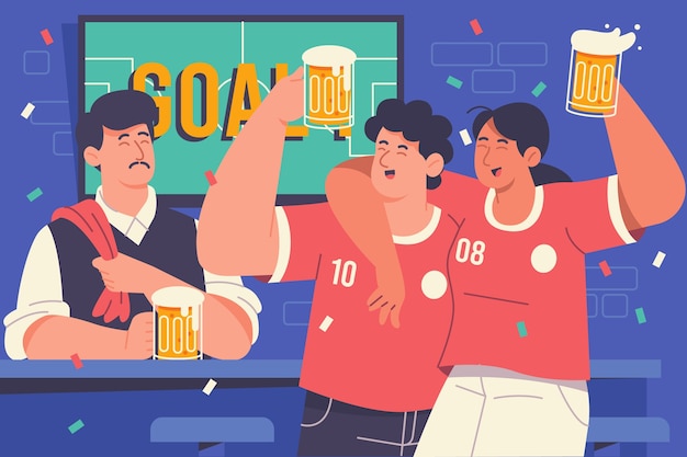 Hand drawn sports bar illustration