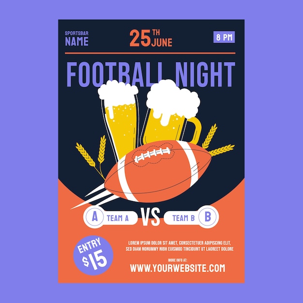 Hand drawn sports bar poster template