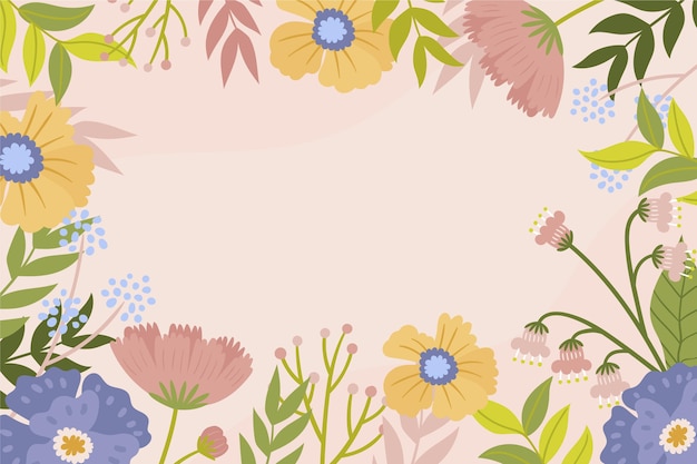 Hand drawn spring background with flowers