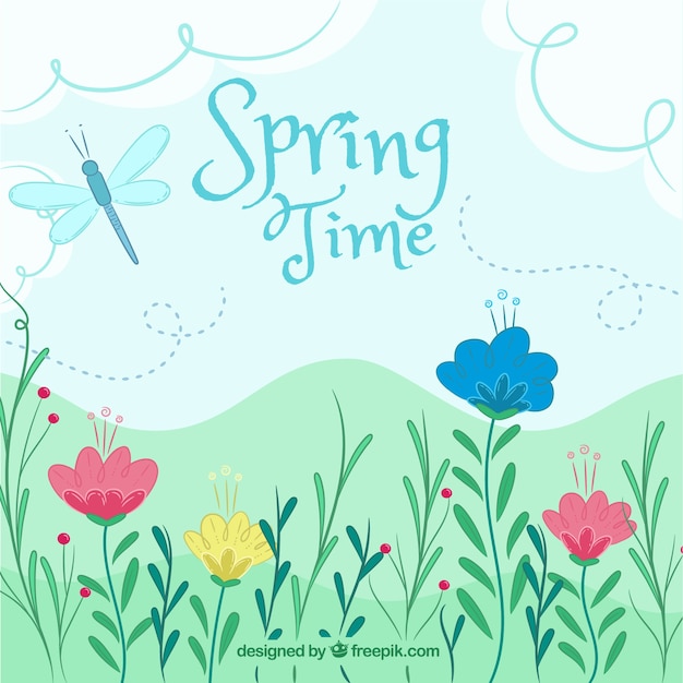 Free vector hand drawn spring background