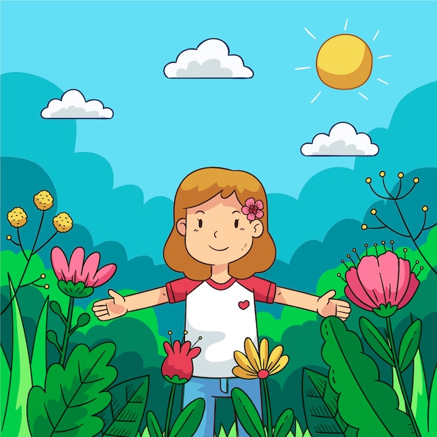 Free Vector hand drawn spring background