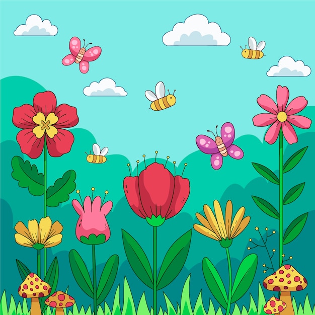 Hand drawn spring background