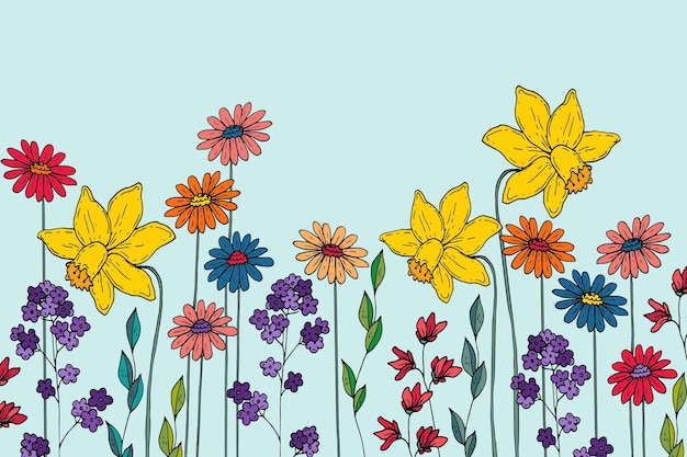 Free Vector hand drawn spring background