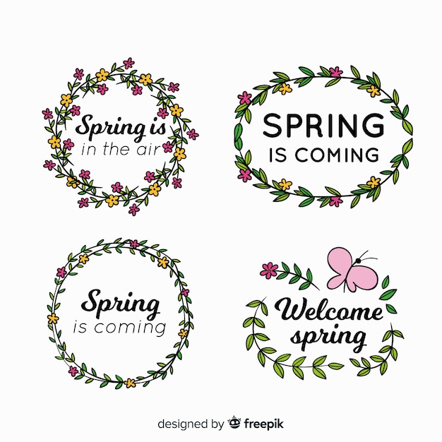 Free Vector hand drawn spring badge collection