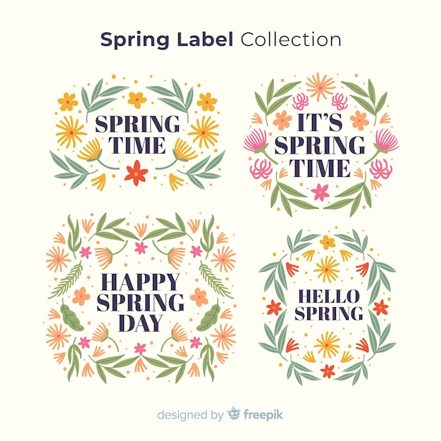 Hand drawn spring badge collection