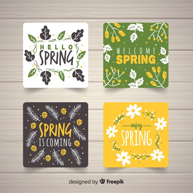 Hand drawn spring card collection