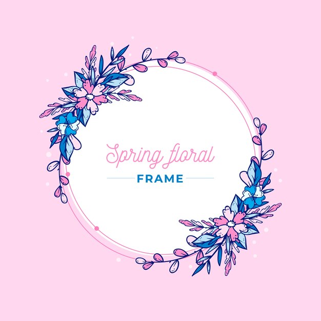 Hand drawn spring floral circular border