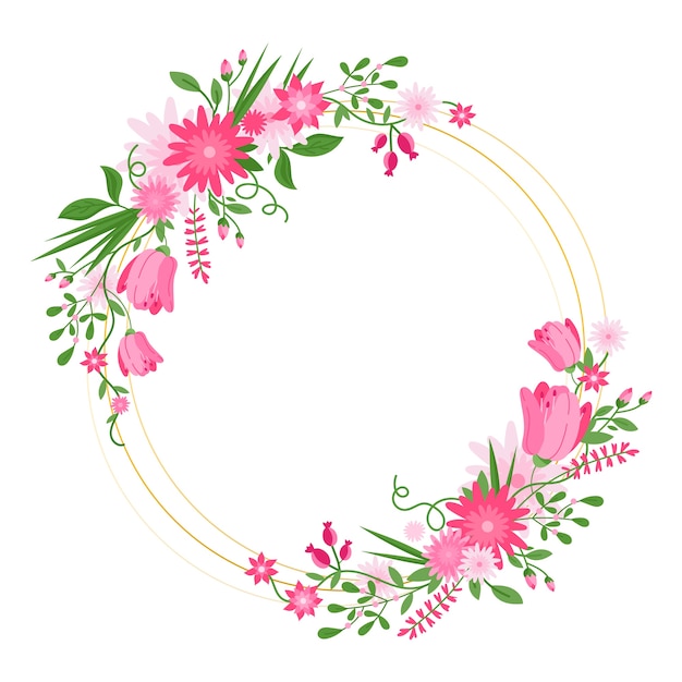 Hand-drawn spring floral frame concept