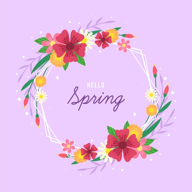 Hand drawn spring floral frame with message