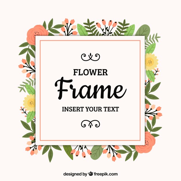 Hand drawn spring floral frame