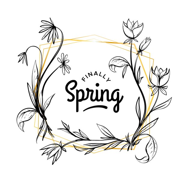 Hand drawn spring floral frame