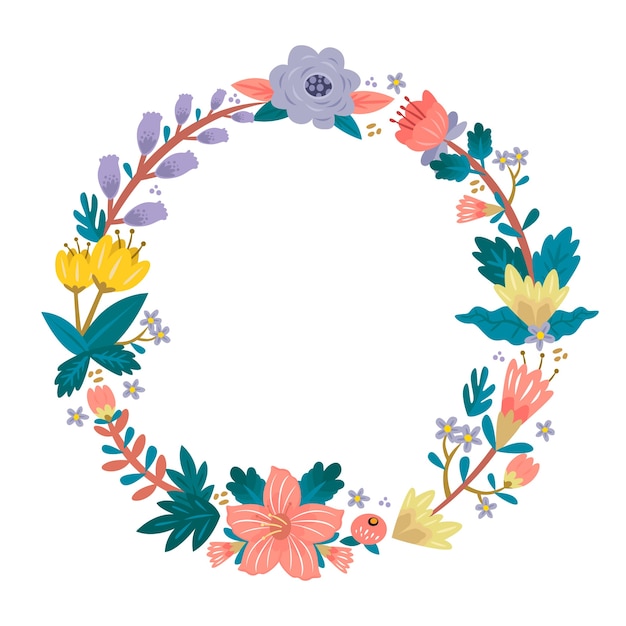 Hand-drawn spring floral frame