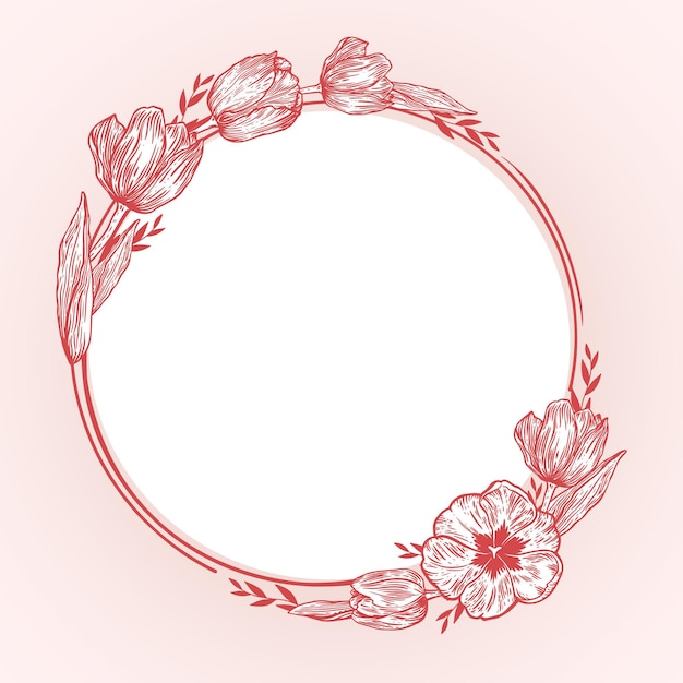 Hand drawn spring floral frame