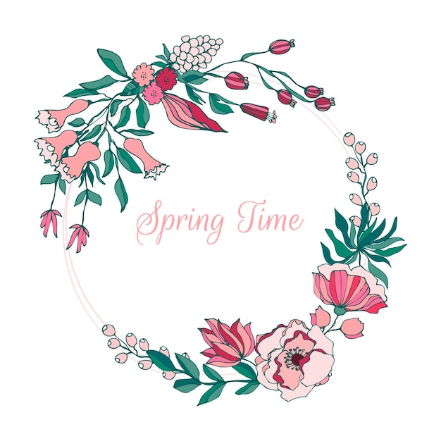 Free Vector hand drawn spring floral frame