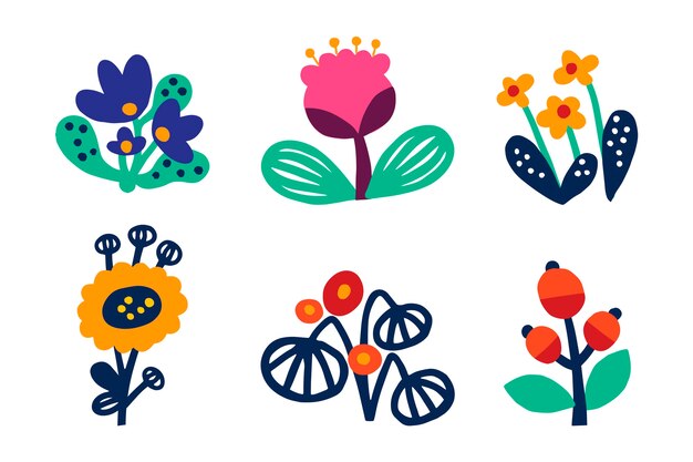 Hand-drawn spring flower collection concept