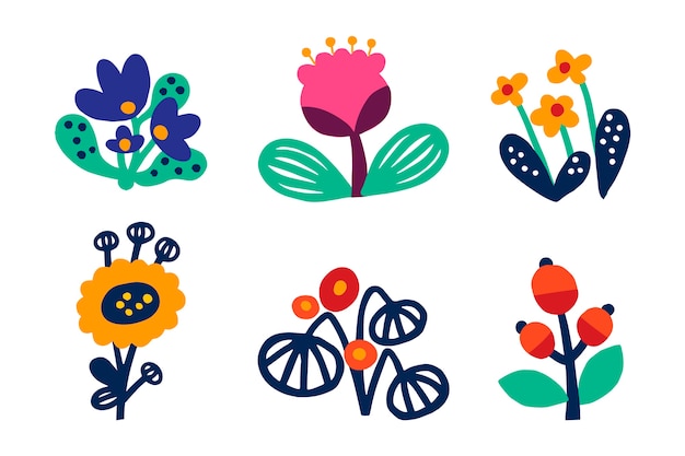 Hand-drawn spring flower collection concept