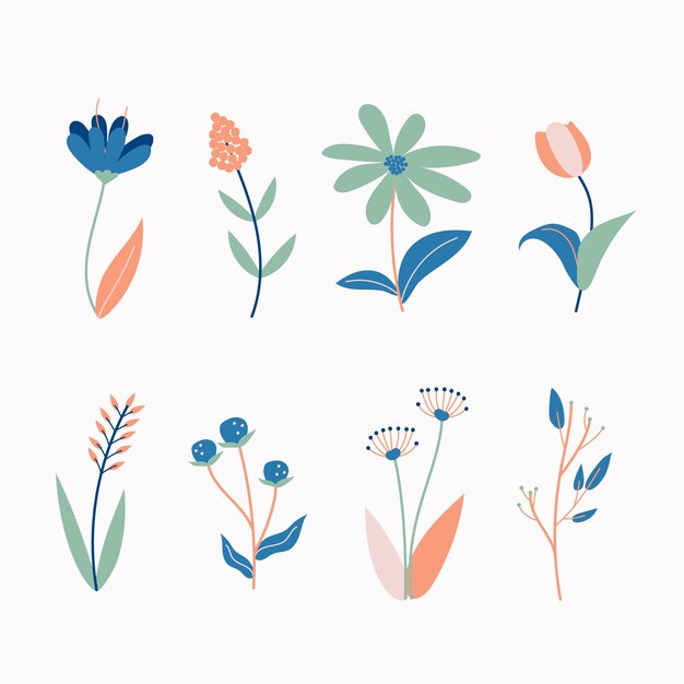 Hand drawn spring flower collection