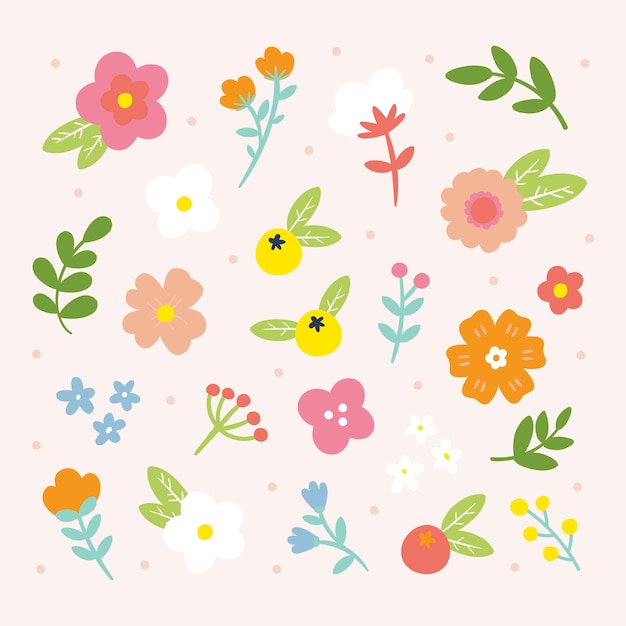 Hand drawn spring flower collection