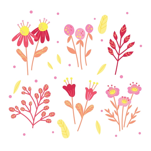 Free Vector hand drawn spring flower collection