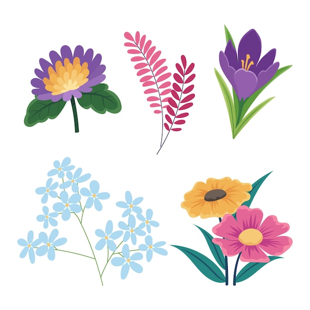 Free Vector hand drawn spring flower collection