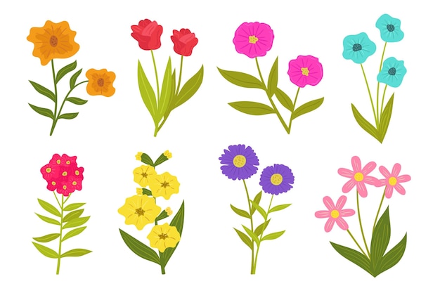 Free vector hand drawn spring flower collection