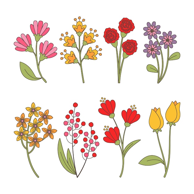 Free Vector hand drawn spring flower pack