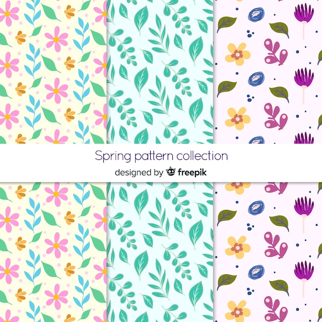 Free vector hand drawn spring flowers patterns