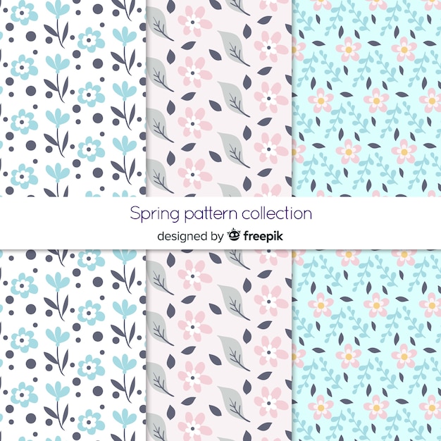 Free vector hand drawn spring flowers patterns