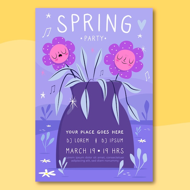 Free vector hand drawn spring flyer template with cute flowers