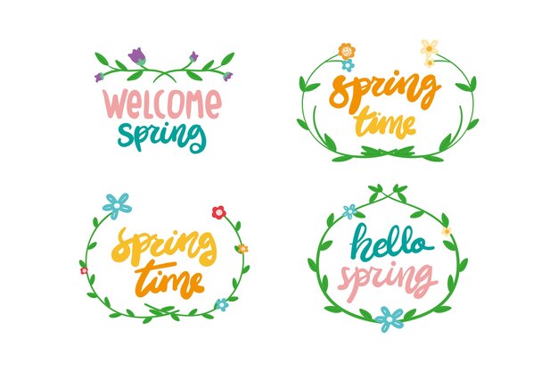 Free Vector hand-drawn spring label collection