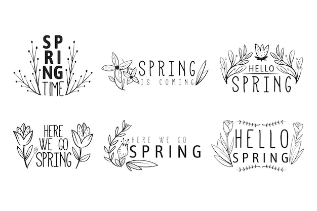 Hand drawn spring label pack