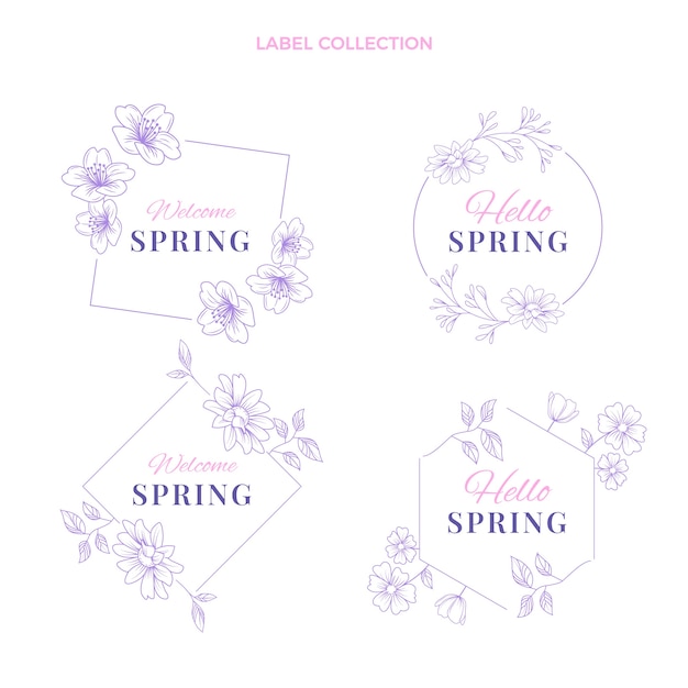 Free Vector hand drawn spring labels collection