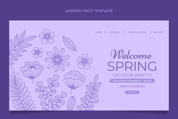 Hand drawn spring landing page template