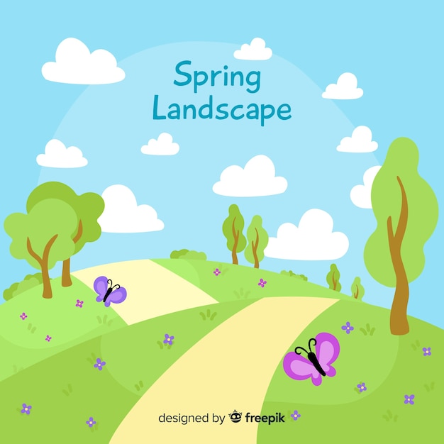 Hand drawn spring landscape