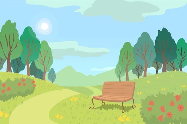 Free Vector hand drawn spring landscape