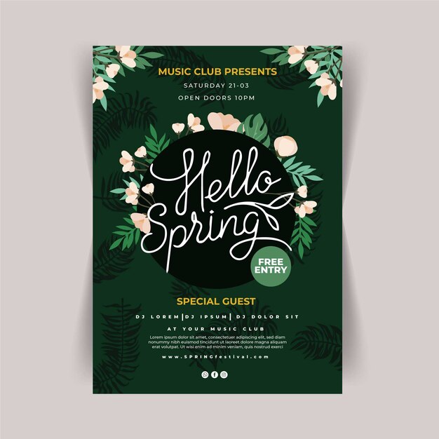 Hand drawn spring party flyer template