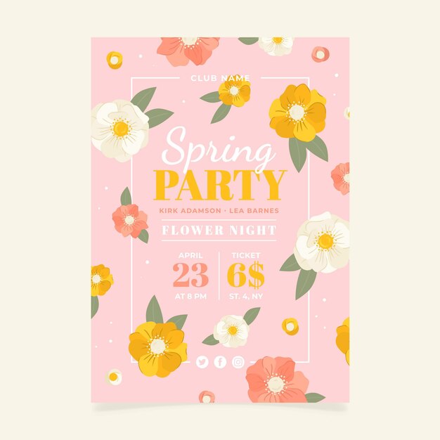 Hand drawn spring party flyer