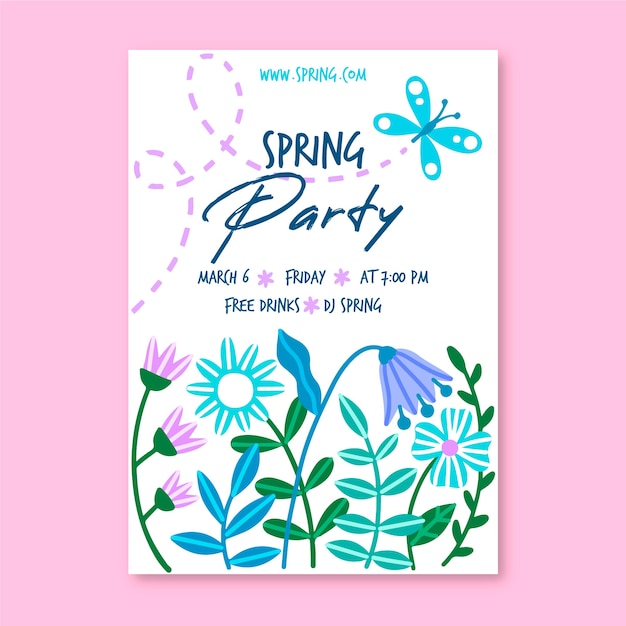 Hand drawn spring party poster template