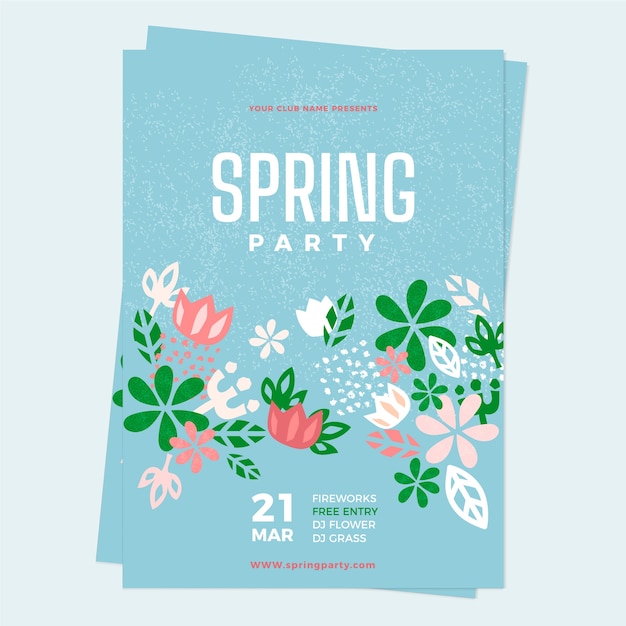 Hand drawn spring party poster template