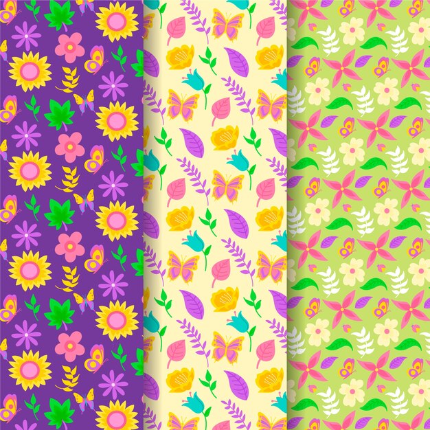 Hand-drawn spring pattern collection concept