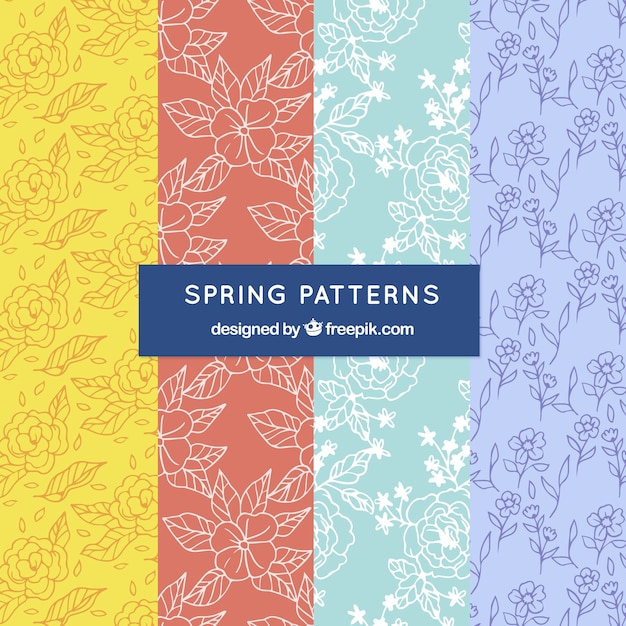 Free Vector hand drawn spring pattern collection