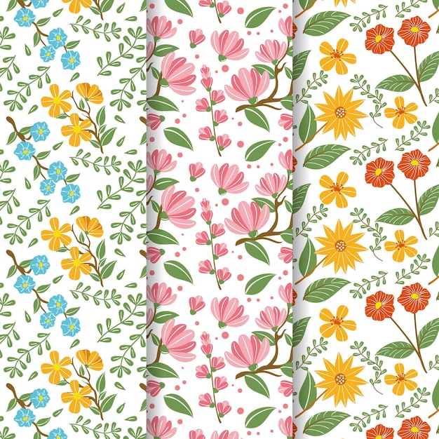 Free Vector hand drawn spring pattern collection