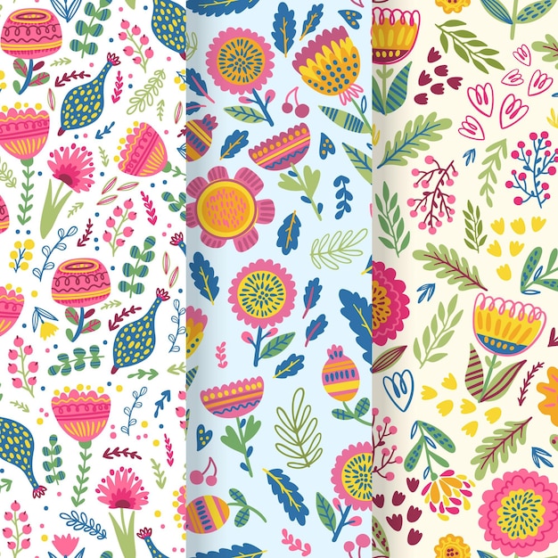 Hand drawn spring pattern collection