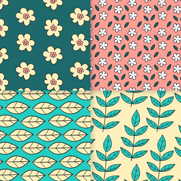 Hand drawn spring pattern pack